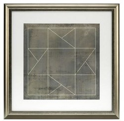 Casa Padrino ensemble de plans bleue formes géométriques gris / or 57 x H. 57 cm - Images de Luxe avec Cadre en Bois - Décoration Murale