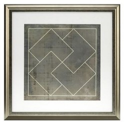 Casa Padrino ensemble de plans bleue formes géométriques gris / or 57 x H. 57 cm - Images de Luxe avec Cadre en Bois - Décoration Murale