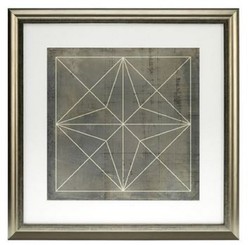 Casa Padrino ensemble de plans bleue formes géométriques gris / or 57 x H. 57 cm - Images de Luxe avec Cadre en Bois - Décoration Murale