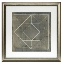 Casa Padrino ensemble de plans bleue formes géométriques gris / or 57 x H. 57 cm - Images de Luxe avec Cadre en Bois - Décoration Murale