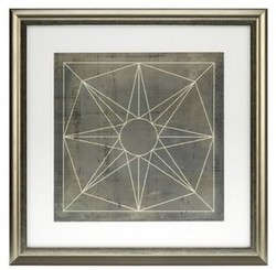 Casa Padrino ensemble de plans bleue formes géométriques gris / or 57 x H. 57 cm - Images de Luxe avec Cadre en Bois - Décoration Murale