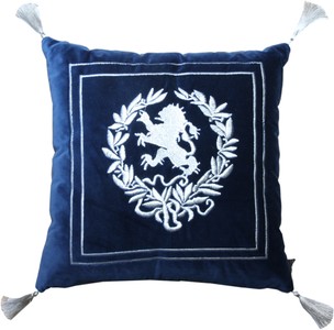 Amortiguador decorativo de lujo Casa Padrino escudo azul oscuro / plateado con borlas de 45 x 45 cm - Tela de terciopelo más fino - Luxus Wohndeko Amortiguador decorativo de lujo Casa Padrino escudo azul oscuro / plateado con borlas de 45 x 45 cm - Tela de terciopelo más fino - Luxus Wohndeko