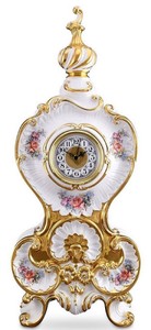 Casa Padrino Baroque Table Clock White / Gold / Multicolor 37 x 17 x H. 84 cm - Sumptuous Baroque Ceramic Clock with Floral Design