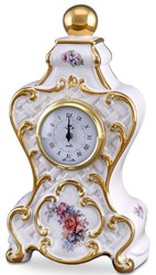 Casa Padrino Baroque Table Clock White / Gold / Multicolor 17 x 12 x H. 30 cm - Sumptuous Baroque Ceramic Clock with Floral Design