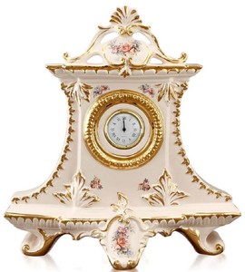 Casa Padrino Art Nouveau Table Clock Cream / Gold / Multicolor 43 x 16 x H. 45 cm - Baroque & Art Nouveau Decoration Accessories