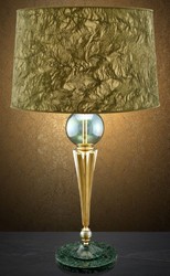 Casa Padrino luxury table lamp gold / green Ø 38 x H. 71 cm - Round Table Lamp with Crystal Glass Balls and Marble Base - Luxury Quality
