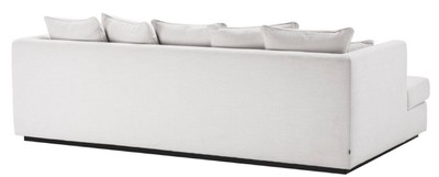 Casa Padrino Luxus Wohnzimmer Sofa Weiß / Schwarz 265 x 151 x H. 90 cm - Couch mit 7 Kissen - Luxus Wohnzimmermöbel