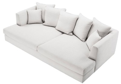 Casa Padrino Luxus Wohnzimmer Sofa Weiß / Schwarz 265 x 151 x H. 90 cm - Couch mit 7 Kissen - Luxus Wohnzimmermöbel