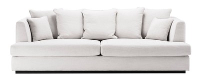 Casa Padrino Luxus Wohnzimmer Sofa Weiß / Schwarz 265 x 151 x H. 90 cm - Couch mit 7 Kissen - Luxus Wohnzimmermöbel