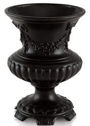 Casa Padrino Baroque Vase Matt Black Ø 21 x H. 29 cm - Round Baroque Ceramic Flower Vase - Deco in Baroque Style