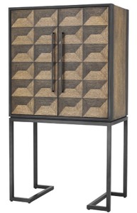 Casa Padrino armoire à vin de luxe avec 2 portes marron / marron foncé / noir 95 x 58 x H. 168,5 cm - Mobilier de Bar - Qualité de Luxe