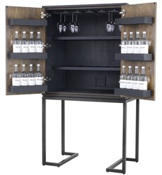 Casa Padrino armadietto del vino di lusso con 2 porte marrone / marrone scuro / nero 95 x 58 x H. 168,5 cm - Mobili Bar - Qualità di Lusso
