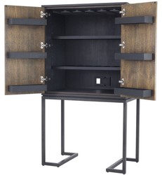 Casa Padrino armadietto del vino di lusso con 2 porte marrone / marrone scuro / nero 95 x 58 x H. 168,5 cm - Mobili Bar - Qualità di Lusso