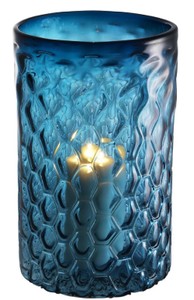 Casa Padrino portavela de vidrio de lujo azul Ø 27 x H. 44 cm - Accesorios de Decoración de Hoteles y Restaurantes