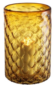 Casa Padrino luxury glass hurricane yellow Ø 27 x H. 44 cm - Hotel & Restaurant Decoration Accessories

