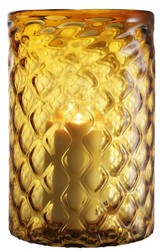 Casa Padrino portavela de vidrio de lujo amarillo Ø 27 x H. 44 cm - Accesorios de Decoración de Hoteles y Restaurantes
