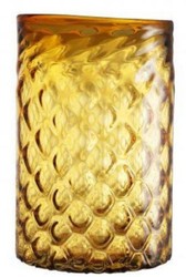 Casa Padrino portavela de vidrio de lujo amarillo Ø 27 x H. 44 cm - Accesorios de Decoración de Hoteles y Restaurantes