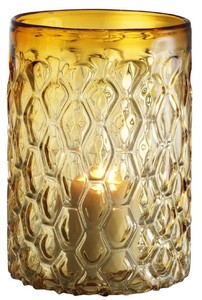 Casa Padrino luxury glass hurricane yellow Ø 20 x H. 28 cm - Hotel & Restaurant Decoration Accessories
