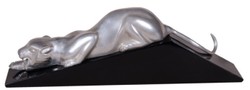 Casa Padrino luxury decoration figure cougar silver / black 60 x 11 x H. 20 cm - Elegant Brass Figure with Wooden Base - Deco Sculpture