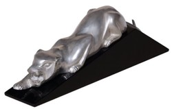 Casa Padrino luxury decoration figure cougar silver / black 60 x 11 x H. 20 cm - Elegant Brass Figure with Wooden Base - Deco Sculpture