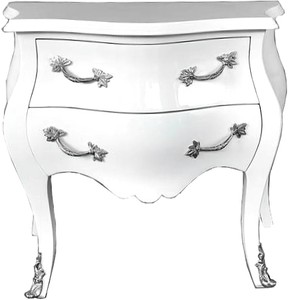 Comò barocco Casa Padrino 80 cm bianco / argento - mobili in stile barocco Comò barocco Casa Padrino 80 cm bianco / argento - mobili in stile barocco