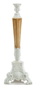 Casa Padrino Baroque Candlestick White / Brown 24 x 24 x H. 64 cm - Ceramic Candle Holder in Baroque Style