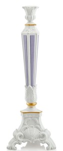Casa Padrino Baroque Candlestick White / Blue / Gold 23 x 23 x H. 64 cm - Ceramic Candle Holder in Baroque Style