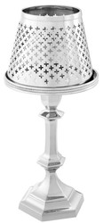 Casa Padrino luxury brass tealight holder with lampshade silver Ø 16 x H. 36 cm - Deco Accessories