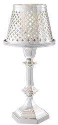 Casa Padrino luxury brass tealight holder with lampshade silver Ø 16 x H. 36 cm - Deco Accessories