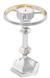 Casa Padrino luxury brass tealight holder with lampshade silver Ø 16 x H. 36 cm - Deco Accessories