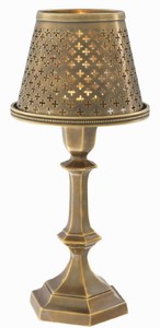 Casa Padrino luxury brass tealight holder with lampshade vintage brass Ø 16 x H. 36 cm - Deco Accessories