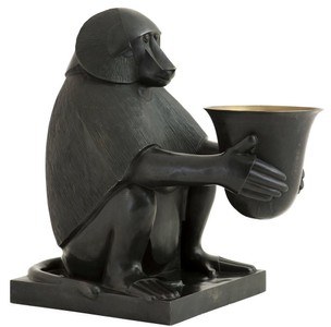 Casa Padrino Lampe de Table en Bronze Art Déco de Luxe Singe Babouin Bronze / Or 49 x 60 x H. 60 cm - Lampe de Salon Art Déco - Qualité de Luxe