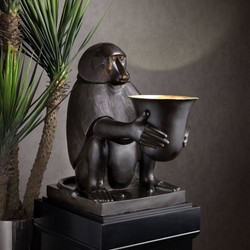 Casa Padrino Lampada da Tavolo Art deco di Lusso in Bronzo Scimmia Babbuino Bronzo / Oro 49 x 60 x H. 60 cm - Lampada da Salotto Art Deco - Qualità di Lusso
