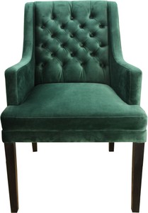 Chaise de salle à manger design Casa Padrino avec accoudoirs, vert / noir - Intérieur de l'hôtel - Bois de hêtre - Chesterfield Design