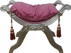 Casa Padrino Tabouret baroque - Tabouret croix rose / argenté - Mobilier Casa Padrino Tabouret baroque - Tabouret croix rose / argenté - Mobilier
