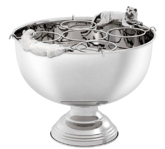 Casa Padrino luxury champagne cooler with 2 cougar handles silver 43.5 x 39 x H. 23.5 cm - Luxury Accessories