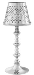 Casa Padrino porte-bougie photophore de luxe en laiton avec abat-jour argent Ø 16 x H. 39 cm - Accessoires Déco
