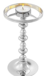 Casa Padrino porte-bougie photophore de luxe en laiton avec abat-jour argent Ø 16 x H. 39 cm - Accessoires Déco