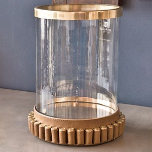 Casa Padrino luxury candlesticks vintage brass in cartridges design 24 x H. 31 cm - Hotel Restaurant Accessories Hurricane lantern