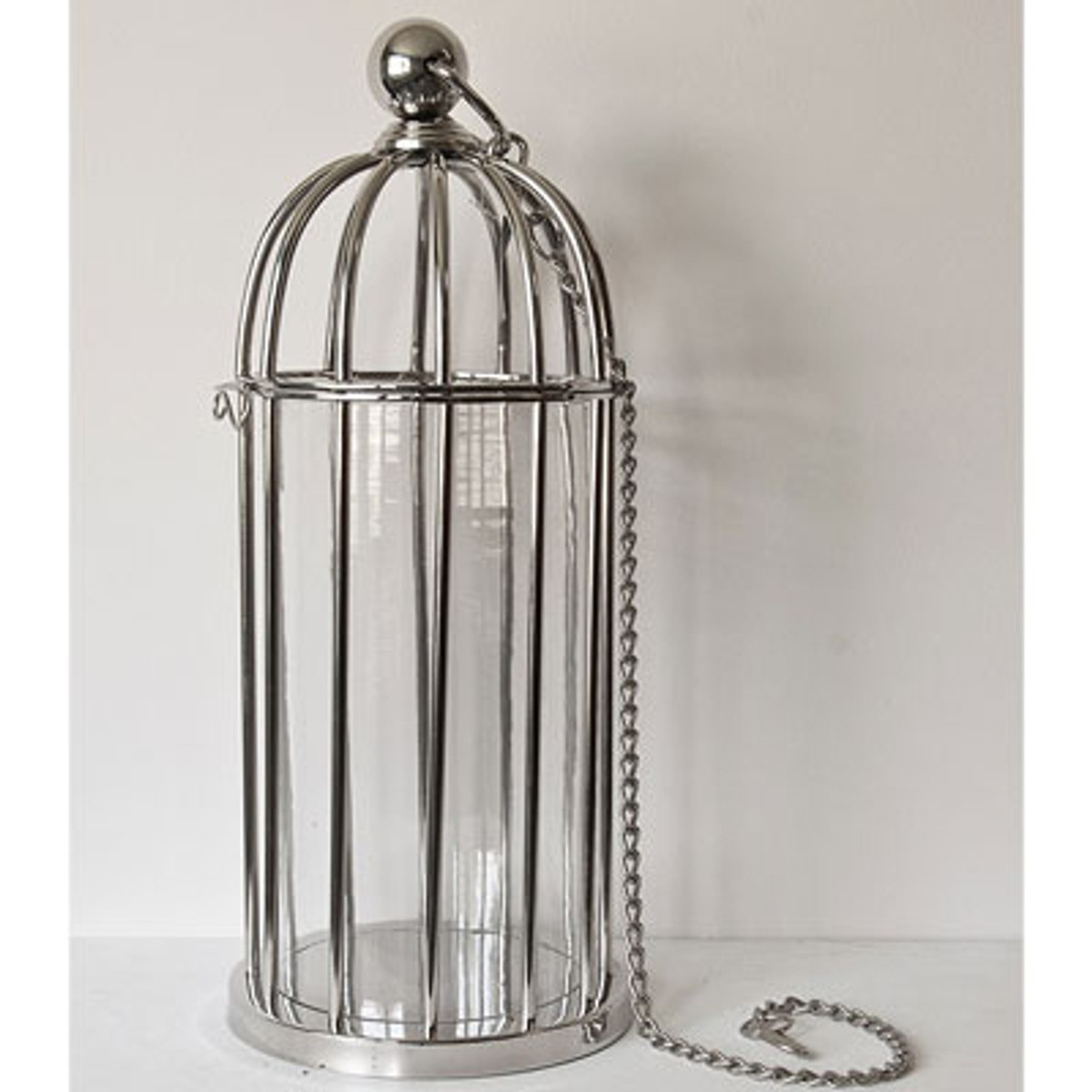 Candélabre de luxe Casa Padrino, laiton nickelé, décor de cage à oiseaux, 25 x H. 56 cm - Hôtel Restaurant Accessoires Support pour vent Wind Hurricane Candélabre de luxe Casa Padrino, laiton nickelé, décor de cage à oiseaux, 25 x H. 56 cm - Hôtel Restaurant Accessoires Support pour vent Wind Hurricane