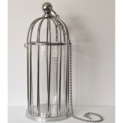 Casa Padrino candelabros de lujo, niquelado en diseño de jaula de pájaros 25 x Alt. 56 cm - Hotel Restaurante Accesorios Soporte para luces contra el viento Huracán