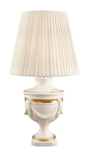 Casa Padrino lampe de table baroque en céramique ivoire / or Ø 35 x H. 60 cm - Lampe de Salon Baroque