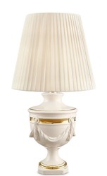 Casa Padrino lampe de table baroque en céramique ivoire / or Ø 35 x H. 60 cm - Lampe de Salon Baroque