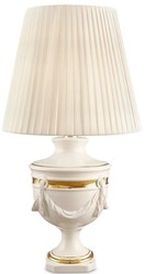 Casa Padrino lampe de table baroque en céramique ivoire / or Ø 45 x H. 90 cm - Lampe de Salon Baroque