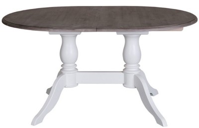 Casa Padrino tavolo da pranzo in stile country bianco / marrone 160-230 x 120 x H. 78 cm - Tavolo da Cucina Ovale Allungabile in Legno Massello in Stile Country