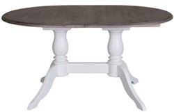 Casa Padrino tavolo da pranzo in stile country bianco / marrone 160-230 x 120 x H. 78 cm - Tavolo da Cucina Ovale Allungabile in Legno Massello in Stile Country