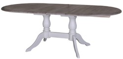 Casa Padrino tavolo da pranzo in stile country bianco / marrone 160-230 x 120 x H. 78 cm - Tavolo da Cucina Ovale Allungabile in Legno Massello in Stile Country