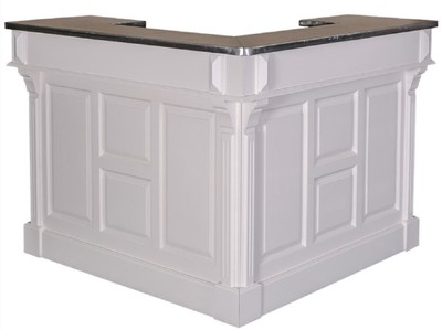 Casa Padrino bancone bar in stile country grigio / argento 140 x 140 x H. 107 cm - Bancone Bar con Piastra Zincata e 2 Cassetti - Mobili in Stile Country