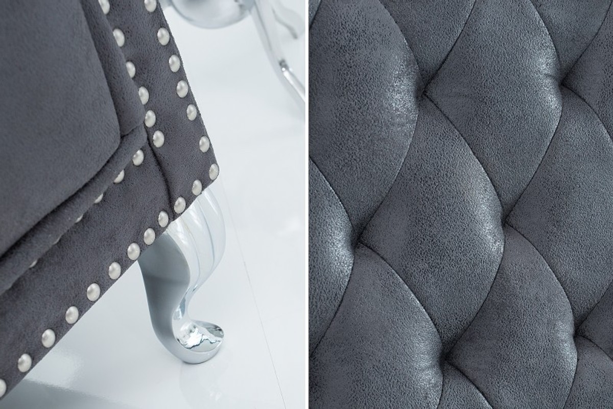 Casa Padrino Fauteuil Chesterfield avec dossier haut Gris - Fauteuil Throne King avec dossier haut - Baroque Moderne Casa Padrino Fauteuil Chesterfield avec dossier haut Gris - Fauteuil Throne King avec dossier haut - Baroque Moderne