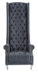 Casa Padrino Fauteuil Chesterfield avec dossier haut Gris - Fauteuil Throne King avec dossier haut - Baroque Moderne